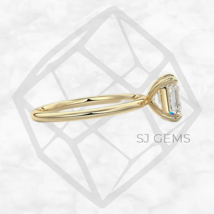 classic solitaire | asscher with 9k yellow gold metal and  shape diamond