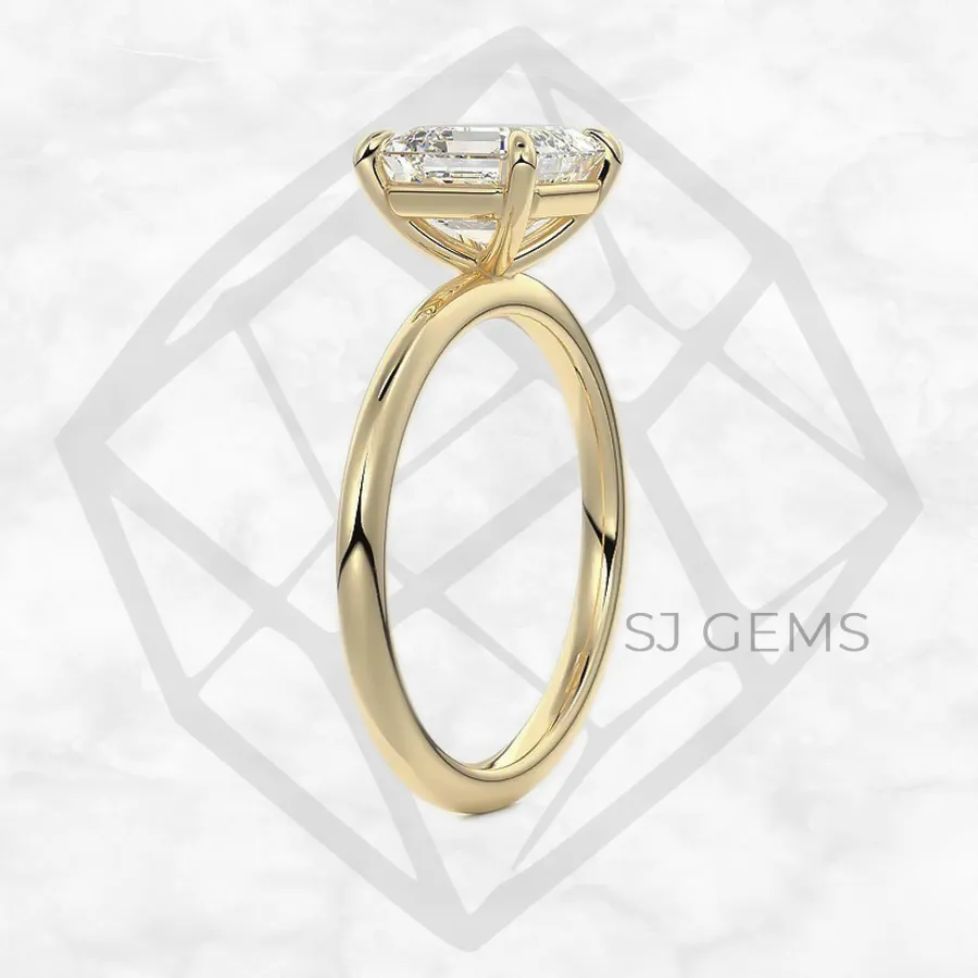 classic solitaire | asscher with 9k yellow gold metal and  shape diamond