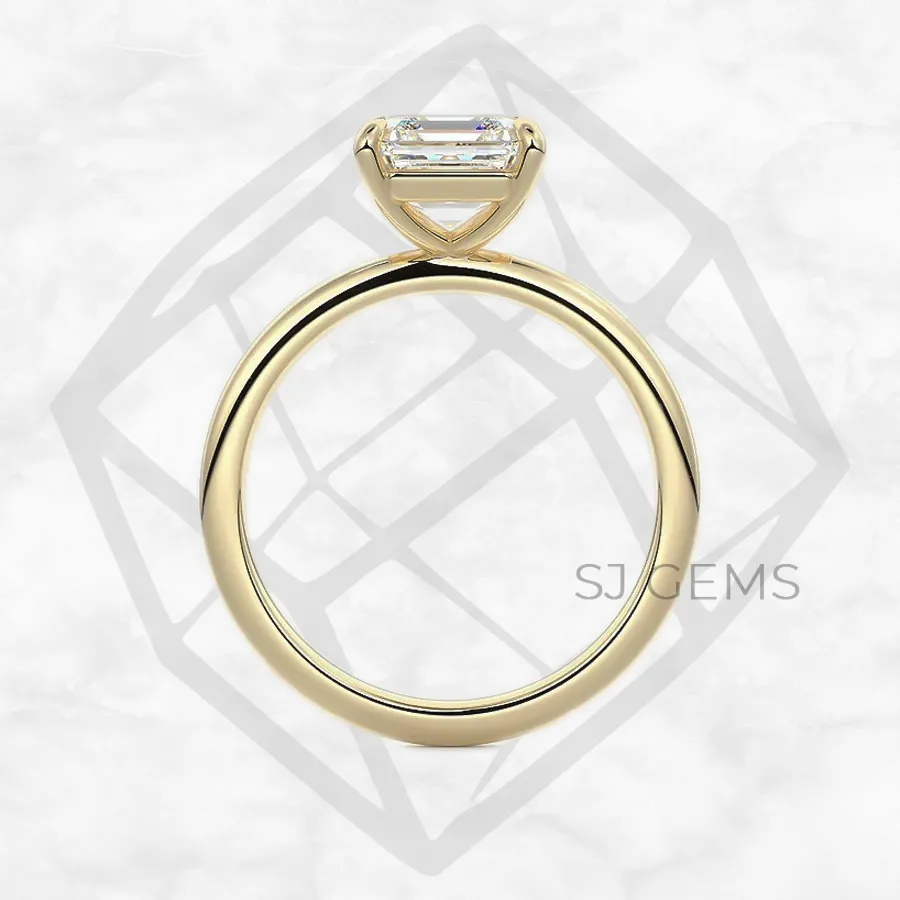 classic solitaire | asscher with 9k yellow gold metal and  shape diamond