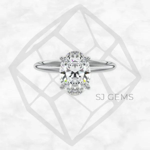 classic solitaire | oval with 9k white gold metal and  shape diamond