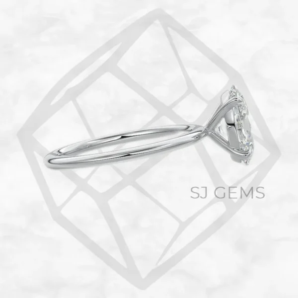 classic solitaire | oval with 9k white gold metal and  shape diamond