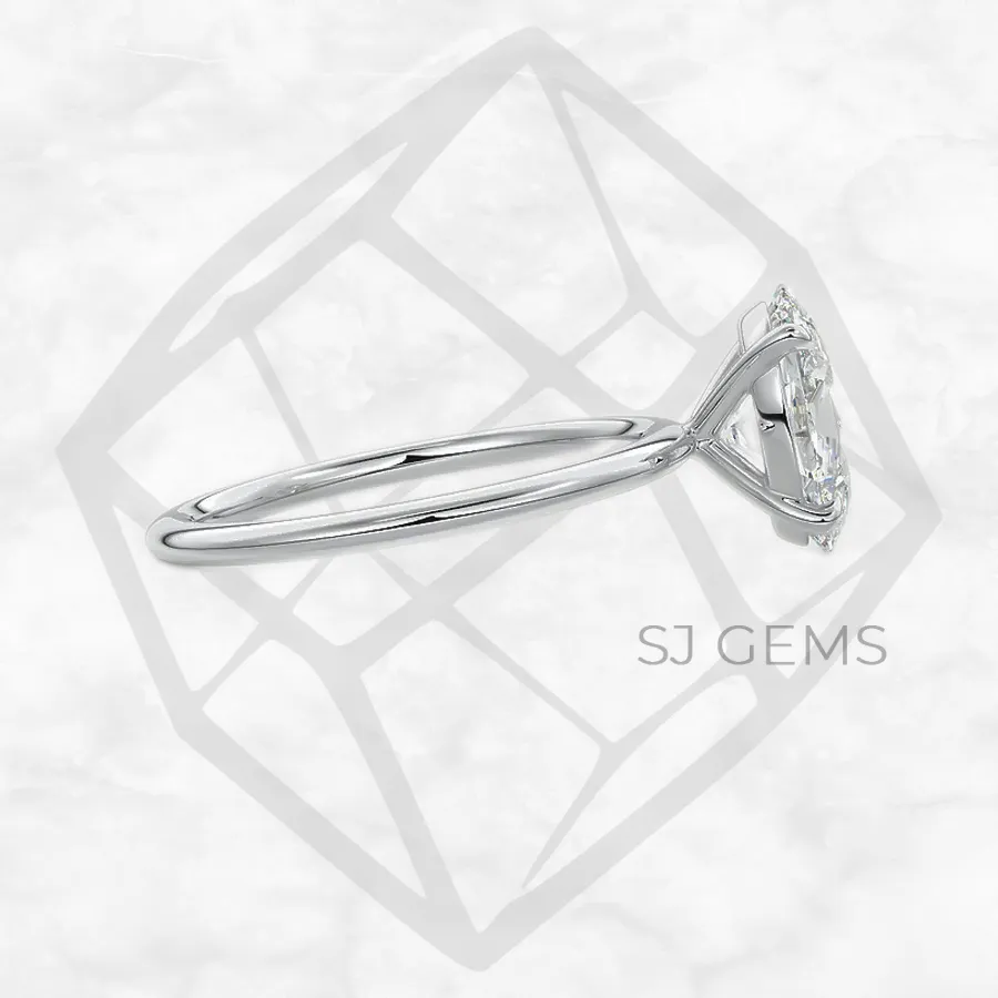 classic solitaire | oval with 9k white gold metal and  shape diamond