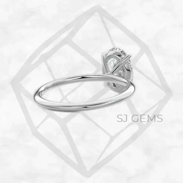 classic solitaire | oval with 9k white gold metal and  shape diamond