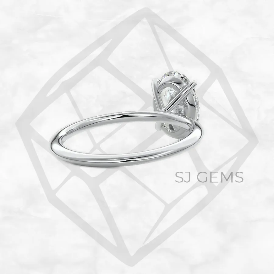 classic solitaire | oval with 9k white gold metal and  shape diamond