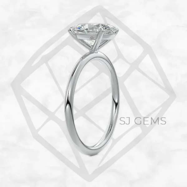classic solitaire | oval with 9k white gold metal and  shape diamond