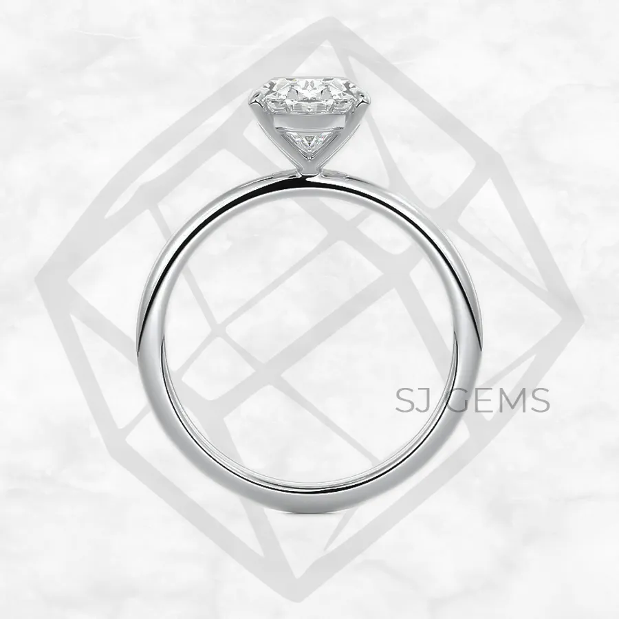 classic solitaire | oval with 9k white gold metal and  shape diamond