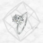 classic solitaire | oval with 9k white gold metal and  shape diamond