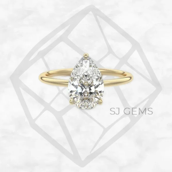 classic solitaire | pear with 9k yellow gold metal and  shape diamond