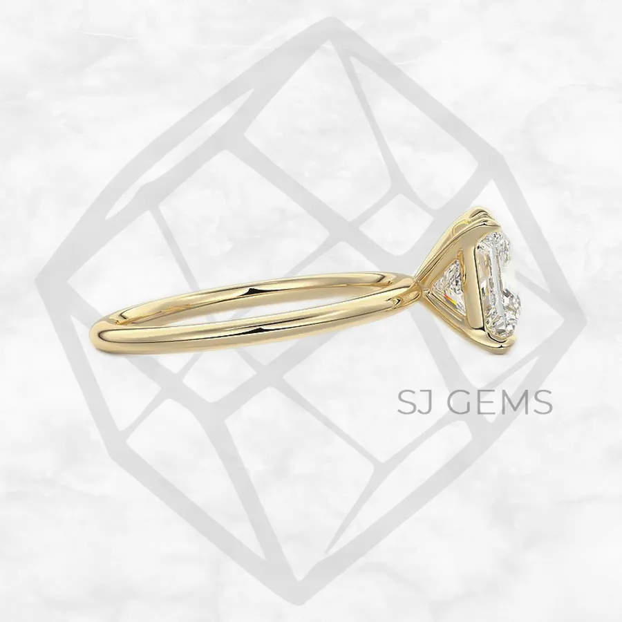 classic solitaire | princess with 9k yellow gold metal and  shape diamond