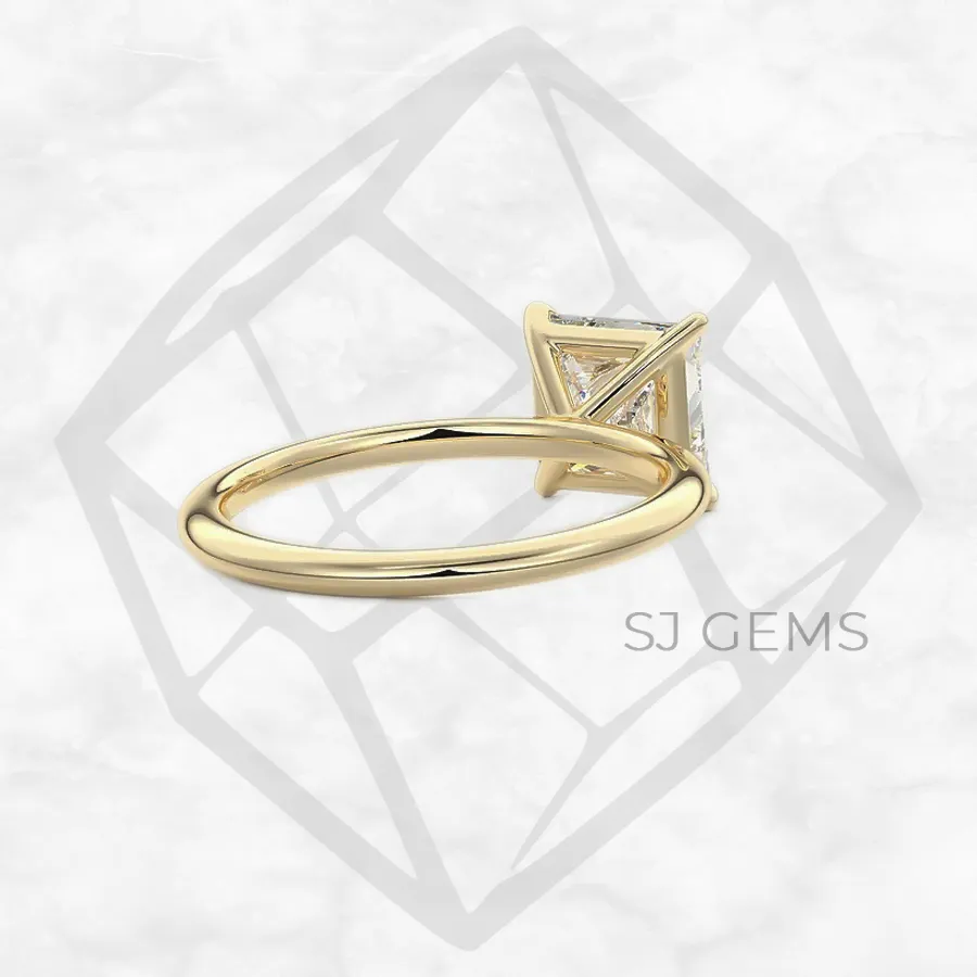 classic solitaire | princess with 9k yellow gold metal and  shape diamond
