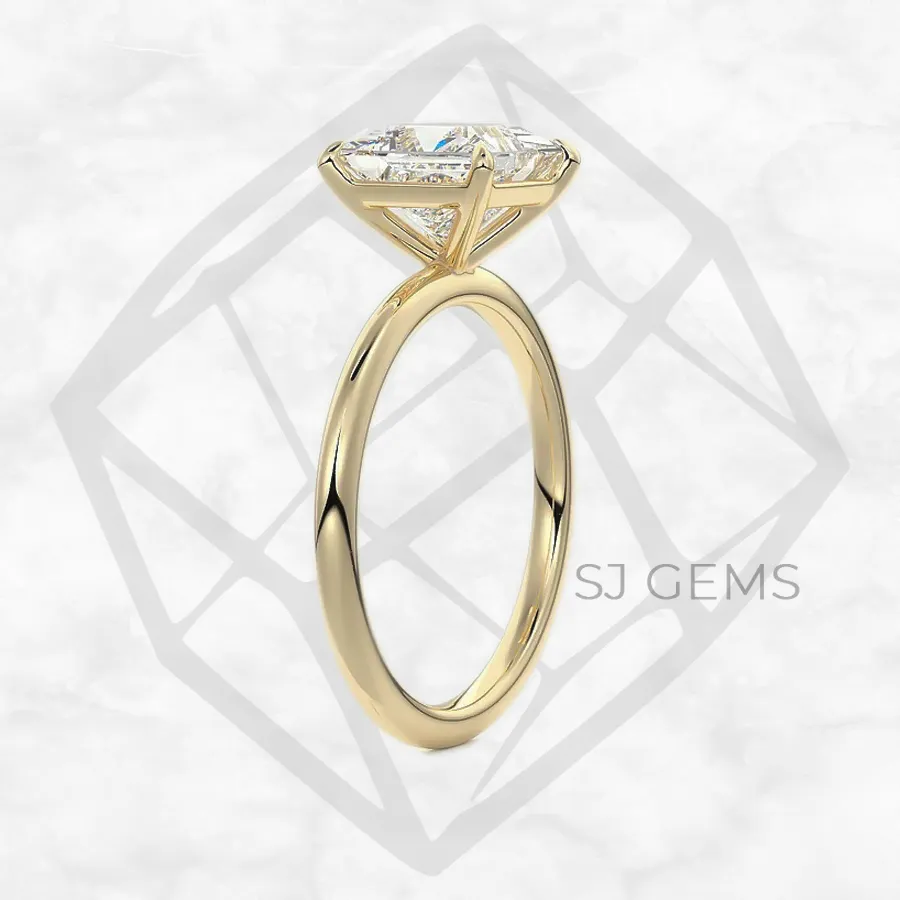 classic solitaire | princess with 9k yellow gold metal and  shape diamond