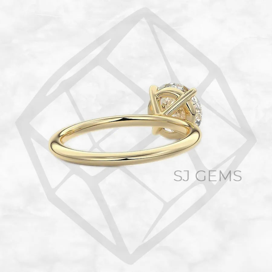 classic solitaire | round with 9k yellow gold metal and  shape diamond