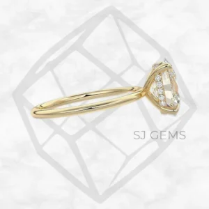 hidden halo | oval with 9k yellow gold metal and  shape diamond