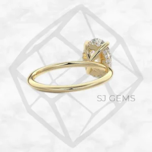 hidden halo | oval with 9k yellow gold metal and  shape diamond