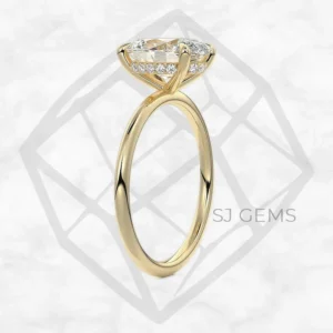 hidden halo | oval with 9k yellow gold metal and  shape diamond