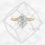 six prong solitaire | oval with 9k yellow gold metal and  shape diamond