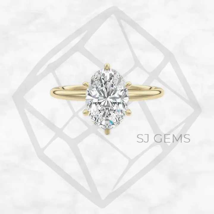 six prong solitaire | oval with 9k yellow gold metal and shape diamond six prong solitaire | oval with 9k yellow gold metal and shape diamond