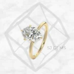 six prong solitaire | oval with 9k yellow gold metal and  shape diamond