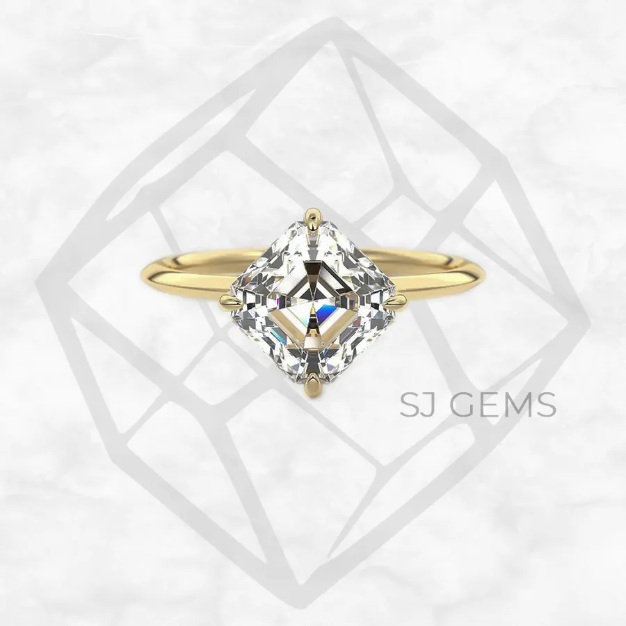 kite set | asscher with 9k yellow gold metal and  shape diamond
