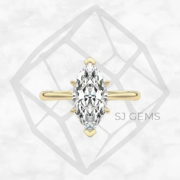 cathedral solitaire | marquise with 9k yellow gold metal and  shape diamond