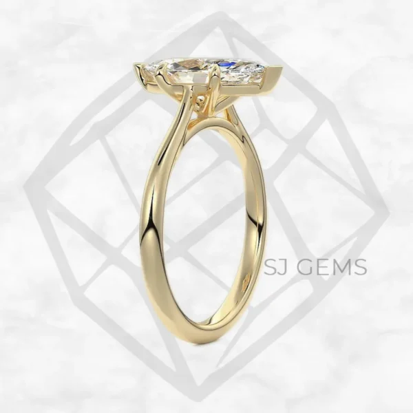 cathedral solitaire | marquise with 9k yellow gold metal and  shape diamond