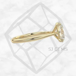 cathedral solitaire | oval with 9k yellow gold metal and  shape diamond