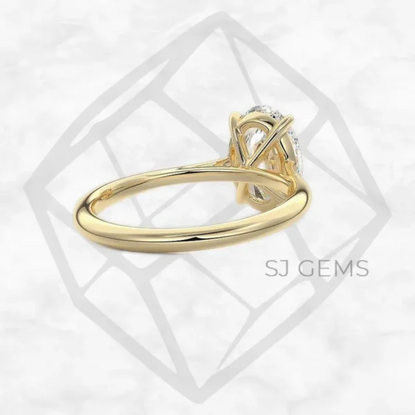 cathedral solitaire | oval with 9k yellow gold metal and  shape diamond