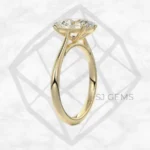 cathedral solitaire | oval with 9k yellow gold metal and  shape diamond