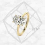 cathedral solitaire | oval with 9k yellow gold metal and  shape diamond