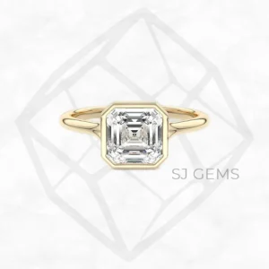 blowy bezel asscher engagement ring by SJ Gems