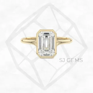 blowy bezel emerald engagement ring by SJ Gems