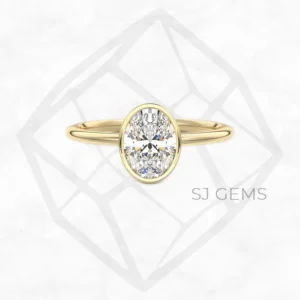 golden tub oval engagement ring by SJ Gems