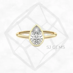 golden tub pear engagement ring by SJ Gems