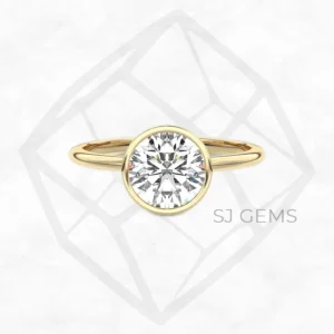 golden tub round engagement ring by SJ Gems