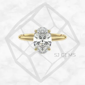 cradle oval engagement ring by SJ Gems