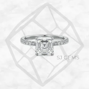 imperial pave asscher engagement ring by SJ Gems