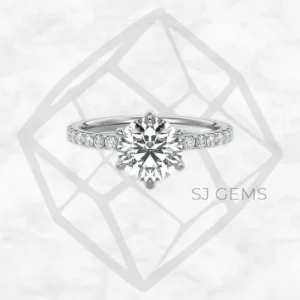 imperial pave round engagement ring by SJ Gems