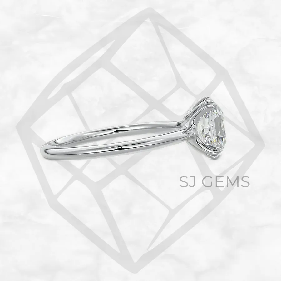 double spoon | asscher with 9k white gold metal and  shape diamond