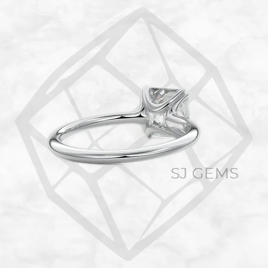 double spoon | asscher with 9k white gold metal and  shape diamond