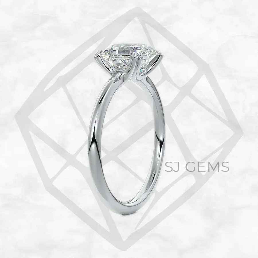 double spoon | asscher with 9k white gold metal and  shape diamond