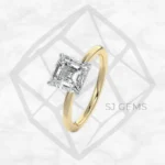 two tone | asscher with 9k yellow gold metal and  shape diamond
