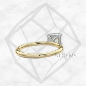 two tone | asscher with 9k yellow gold metal and  shape diamond
