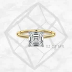 two tone | asscher with 9k yellow gold metal and  shape diamond