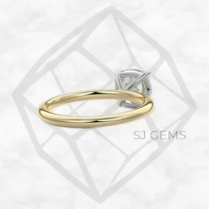 two tone | cushion with 9k yellow gold metal and  shape diamond