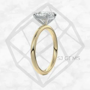 two tone | cushion with 9k yellow gold metal and  shape diamond