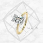 two tone | emerald with 9k yellow gold metal and  shape diamond