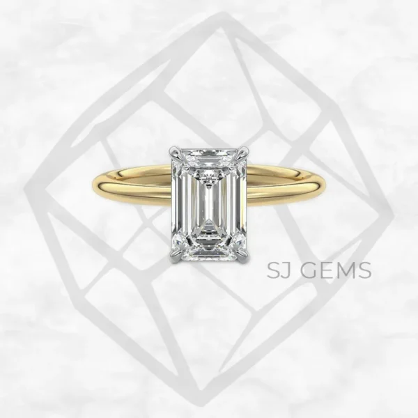 two tone | emerald with 9k yellow gold metal and  shape diamond
