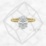 two tone | oval with 9k yellow gold metal and  shape diamond