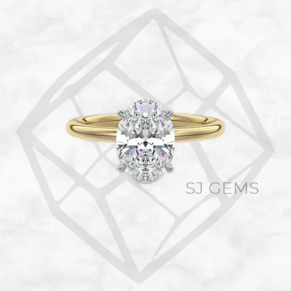 two tone | oval with 9k yellow gold metal and  shape diamond