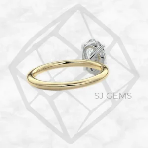 two tone | oval with 9k yellow gold metal and  shape diamond